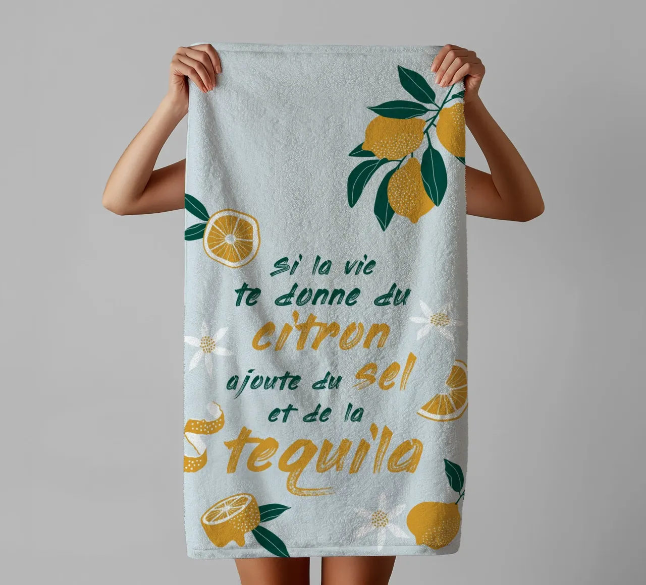 si la vie te donne du citron ajoute du sel te de la tequila asciugamano da bagno da alice