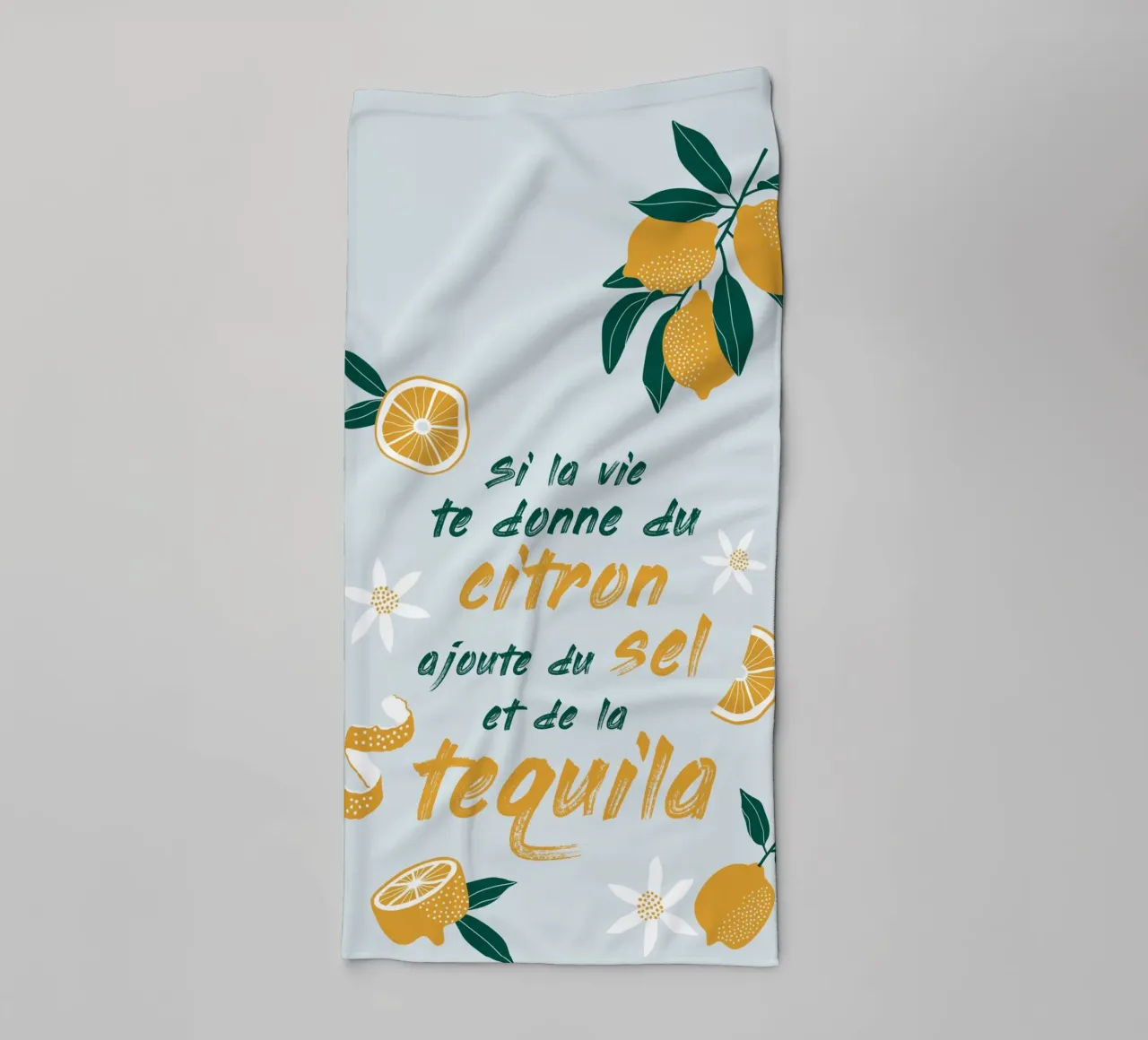 si la vie te donne du citron ajoute du sel te de la tequila asciugamano da bagno da alice