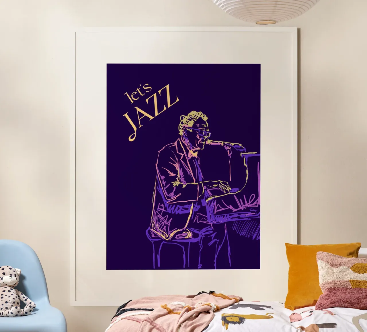 Jazz Band poster con telaio in plastica da Indigo Rain