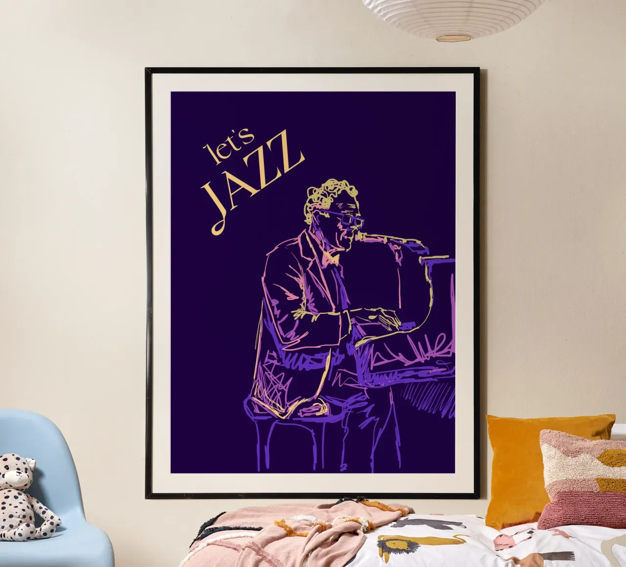 Jazz Band poster con telaio in plastica da Indigo Rain