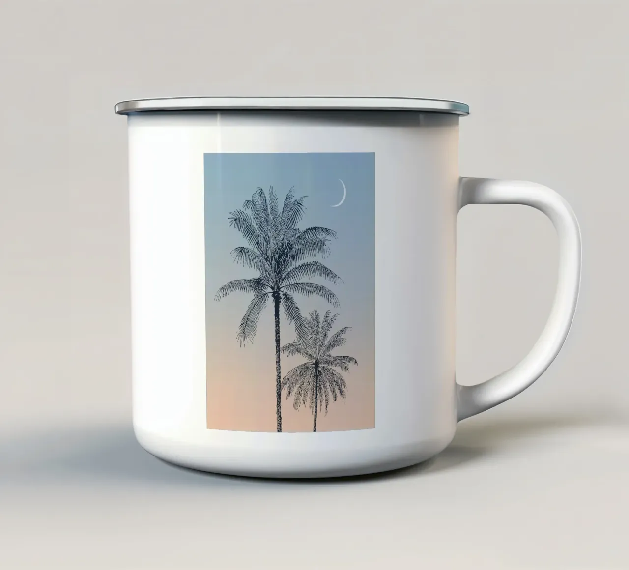 Boho Palm Tree Sunset tazza in smalto da apoloprints