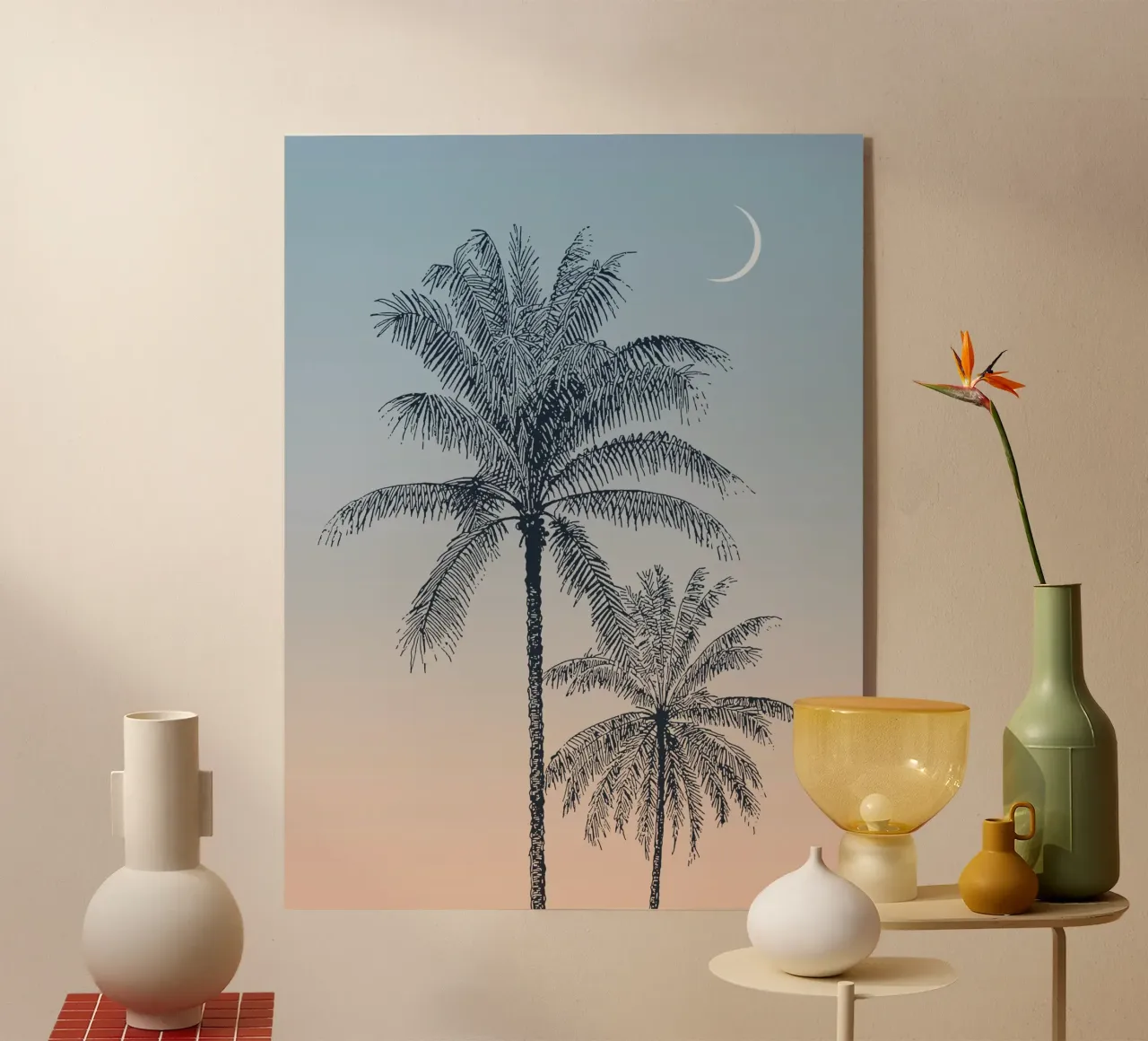 Boho Palm Tree Sunset plexiglass da apoloprints