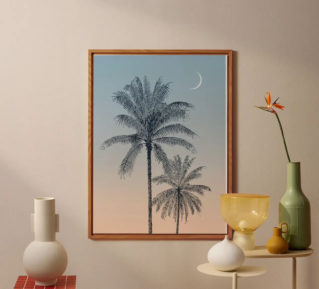 Boho Palm Tree Sunset alluminio dibond da apoloprints