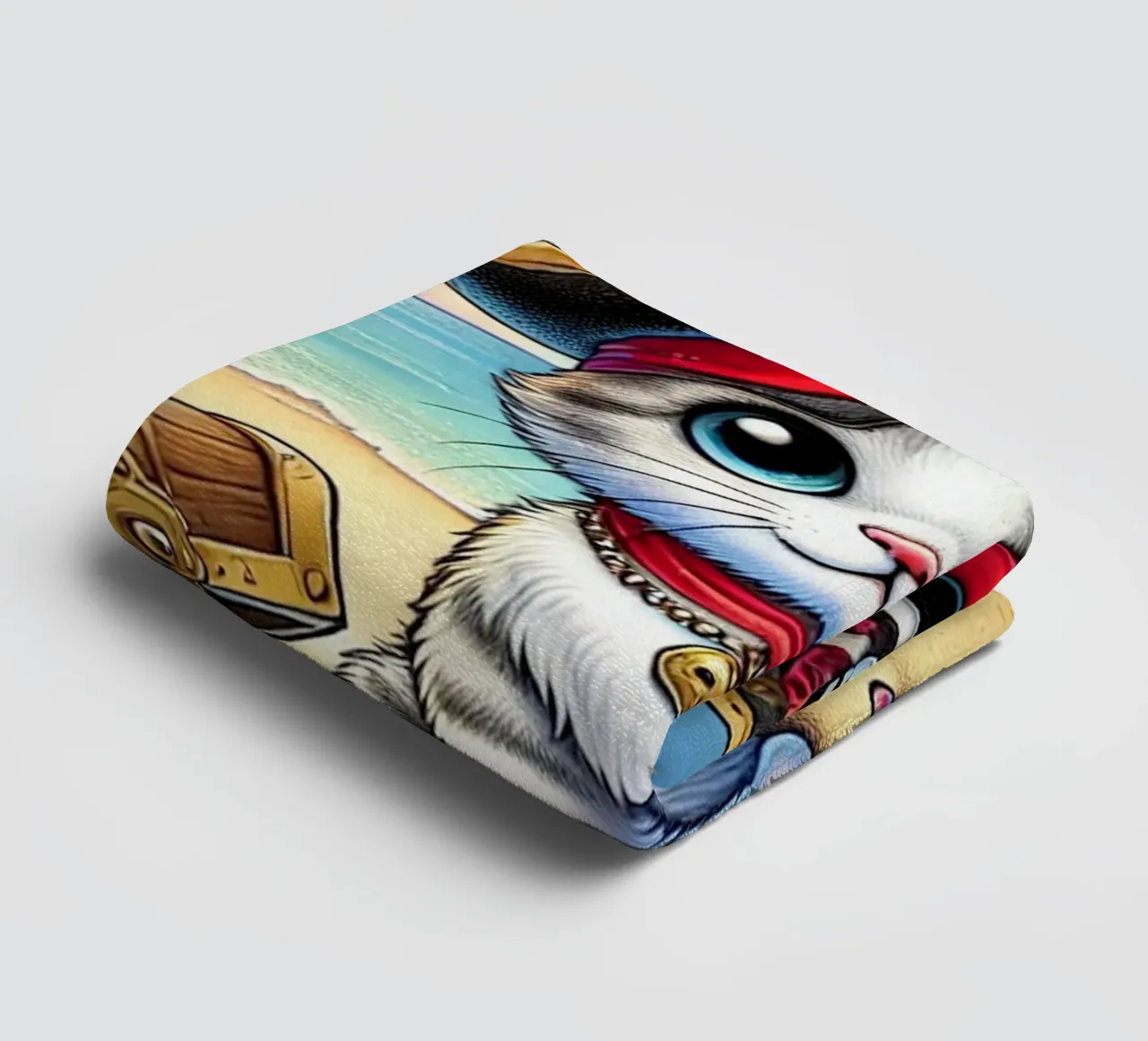 Pirate Kitten's Treasure Adventure towel by FluffyToons
