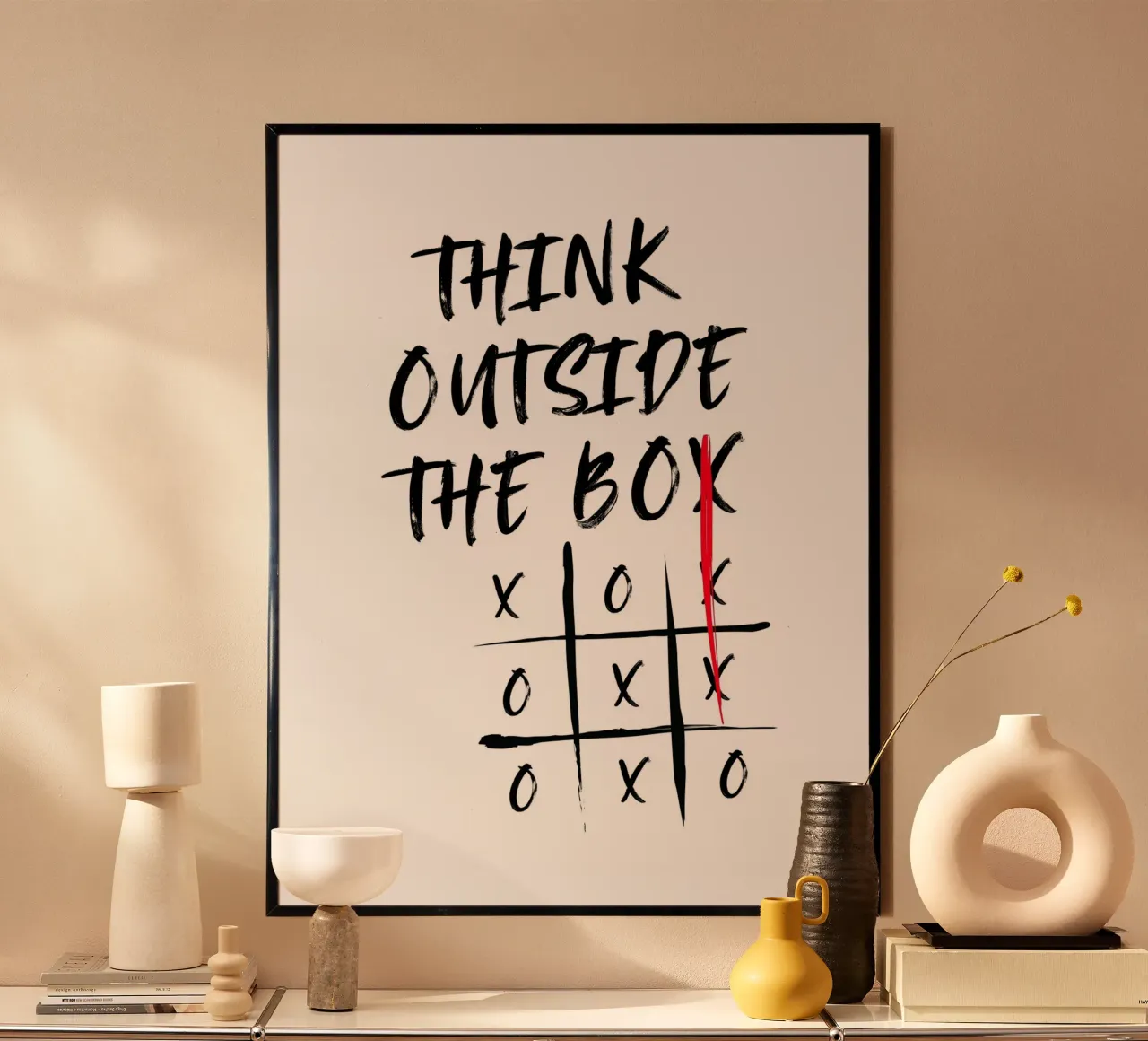 PENSARE FUORI DAGLI SCHEMI poster con telaio in legno da ArtDesign by KBK