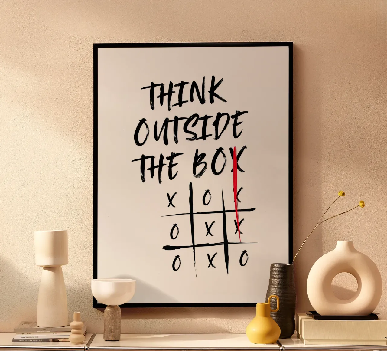 PENSARE FUORI DAGLI SCHEMI poster con telaio in legno da ArtDesign by KBK