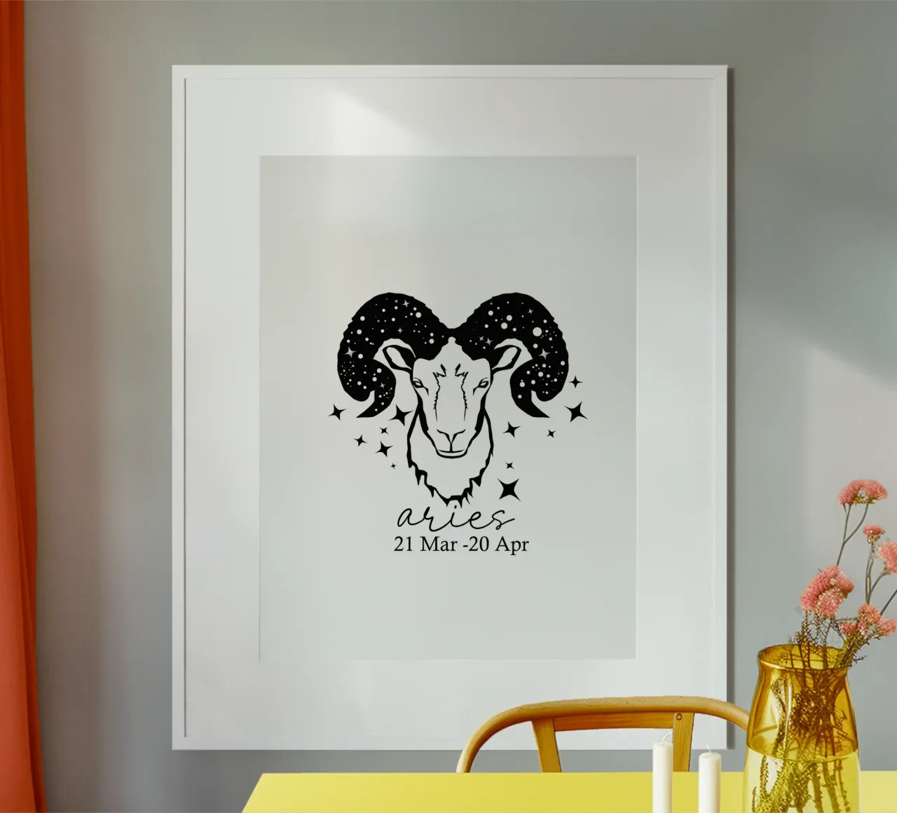 Ariete poster con telaio in legno da Indigo Rain