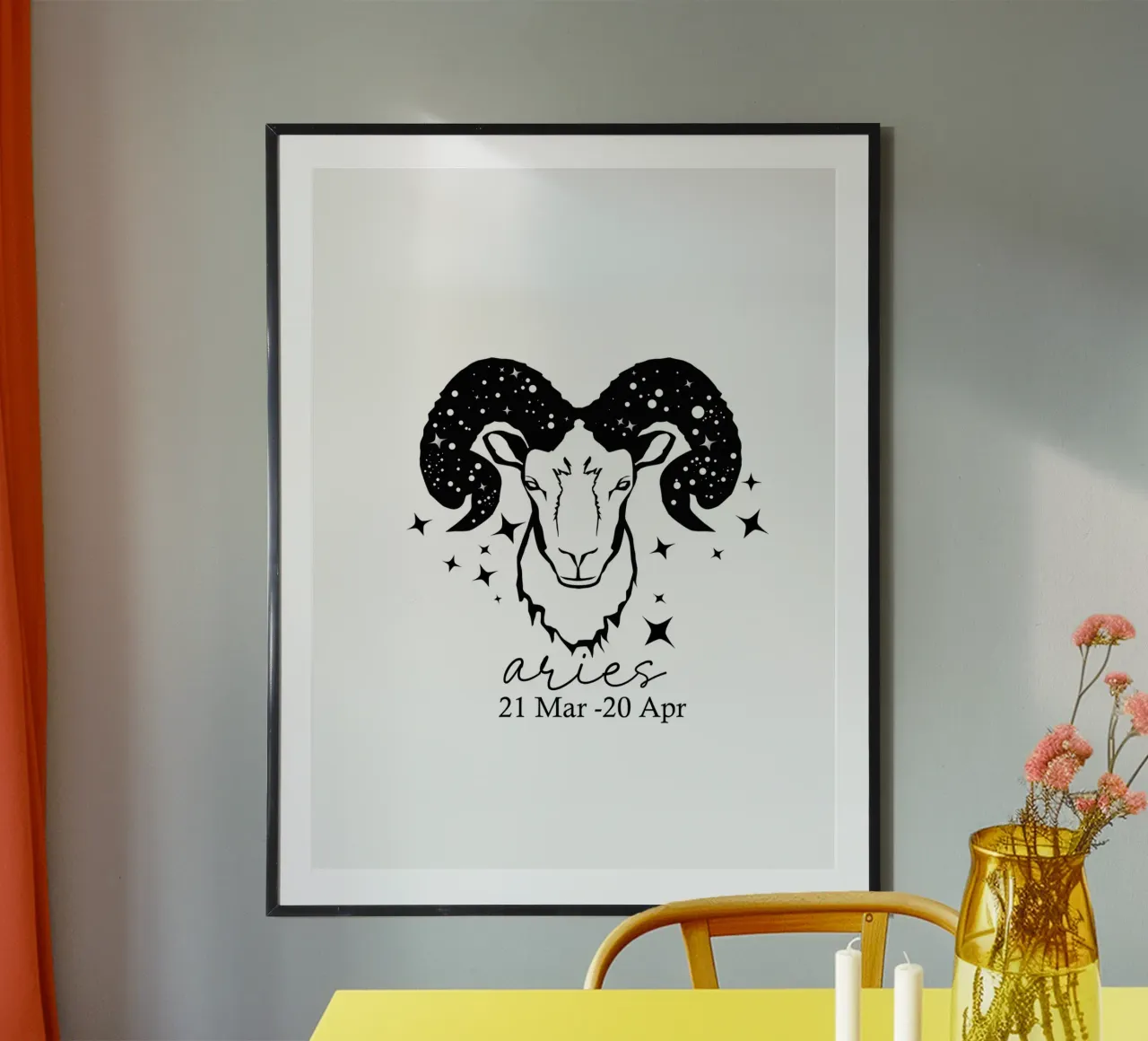 Ariete poster con telaio in legno da Indigo Rain
