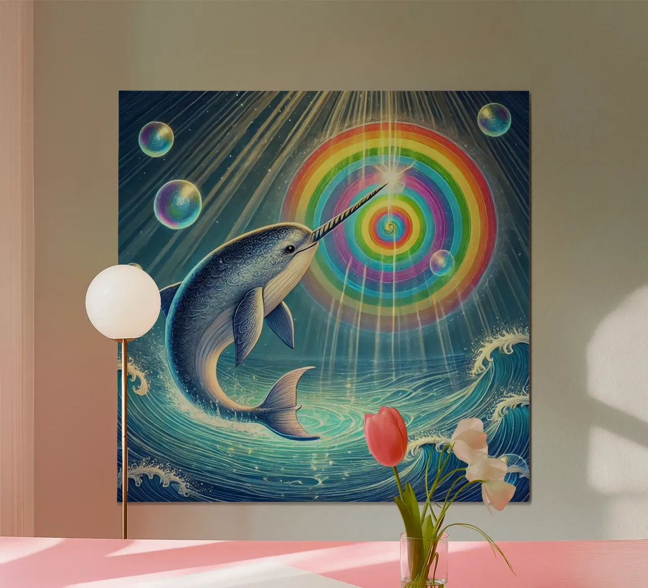 L'arte arcobaleno del Narvalo Magico poster da FluffyToons