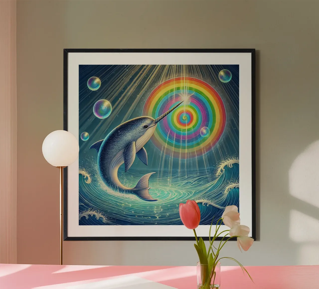 L'arte arcobaleno del Narvalo Magico poster da FluffyToons