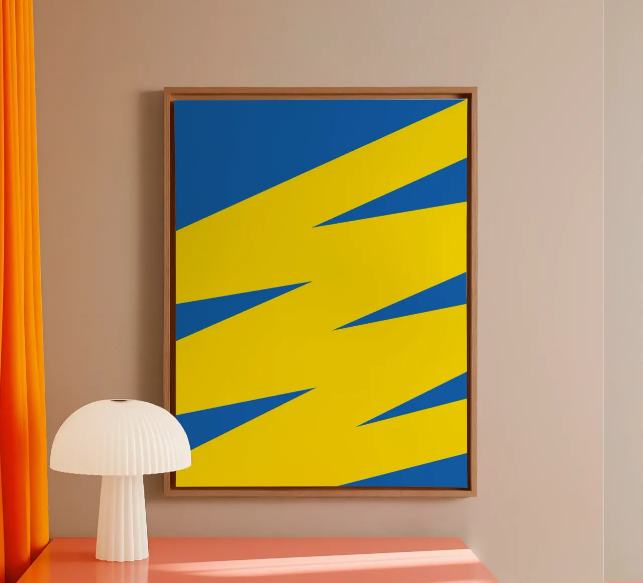 Geel blauwe donder canvas met Baklijst van galihstudio