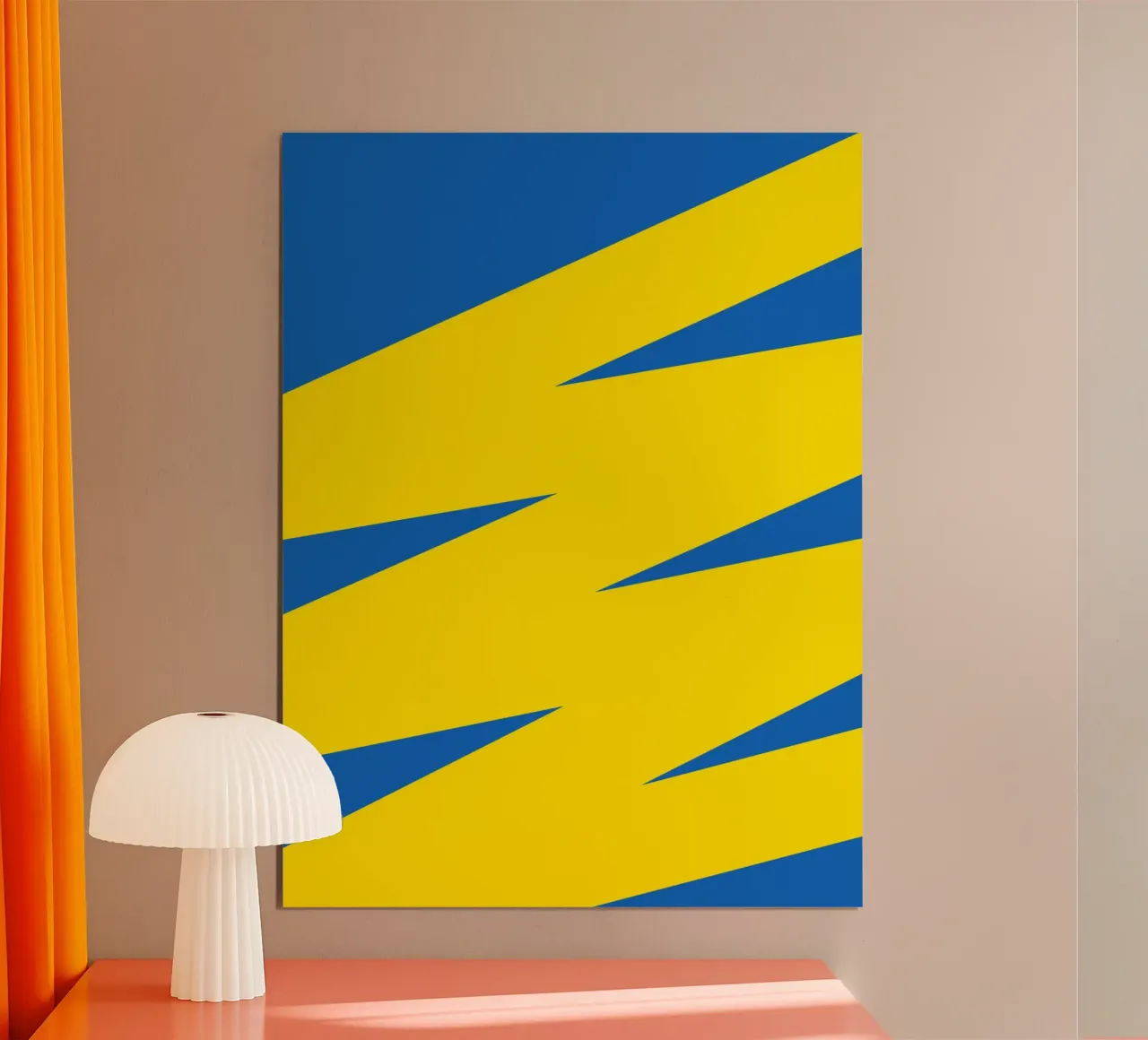 Yellow blue thunder poster with wooden frame by galihstudio