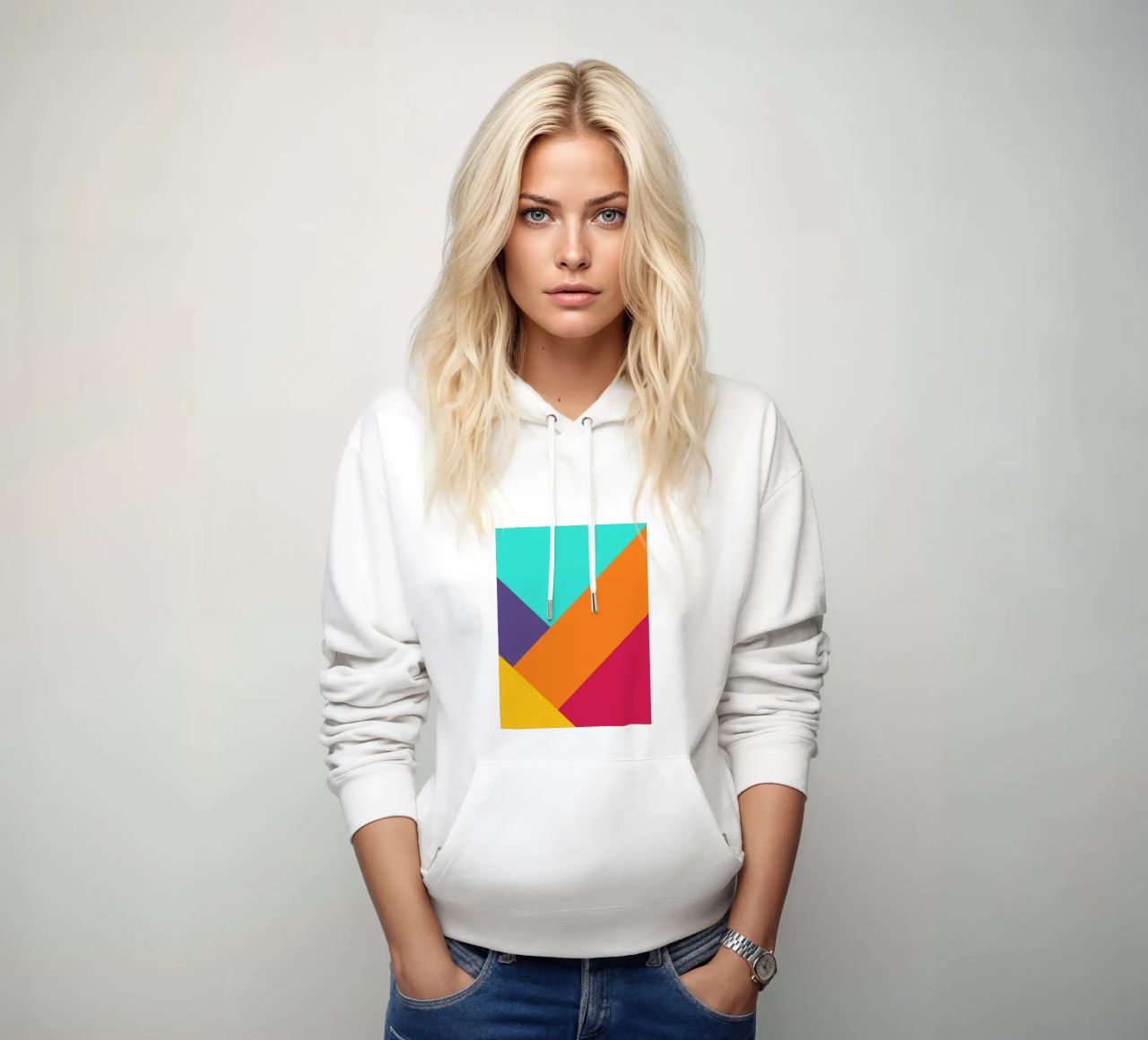 Overlay shape abstract vibrant felpa con cappuccio da galihstudio