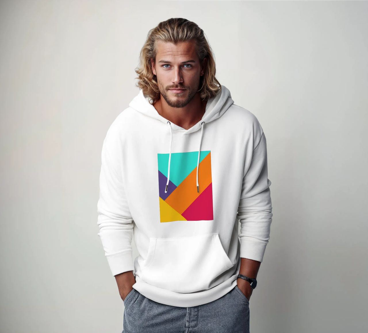 Overlay shape abstract vibrant felpa con cappuccio da galihstudio