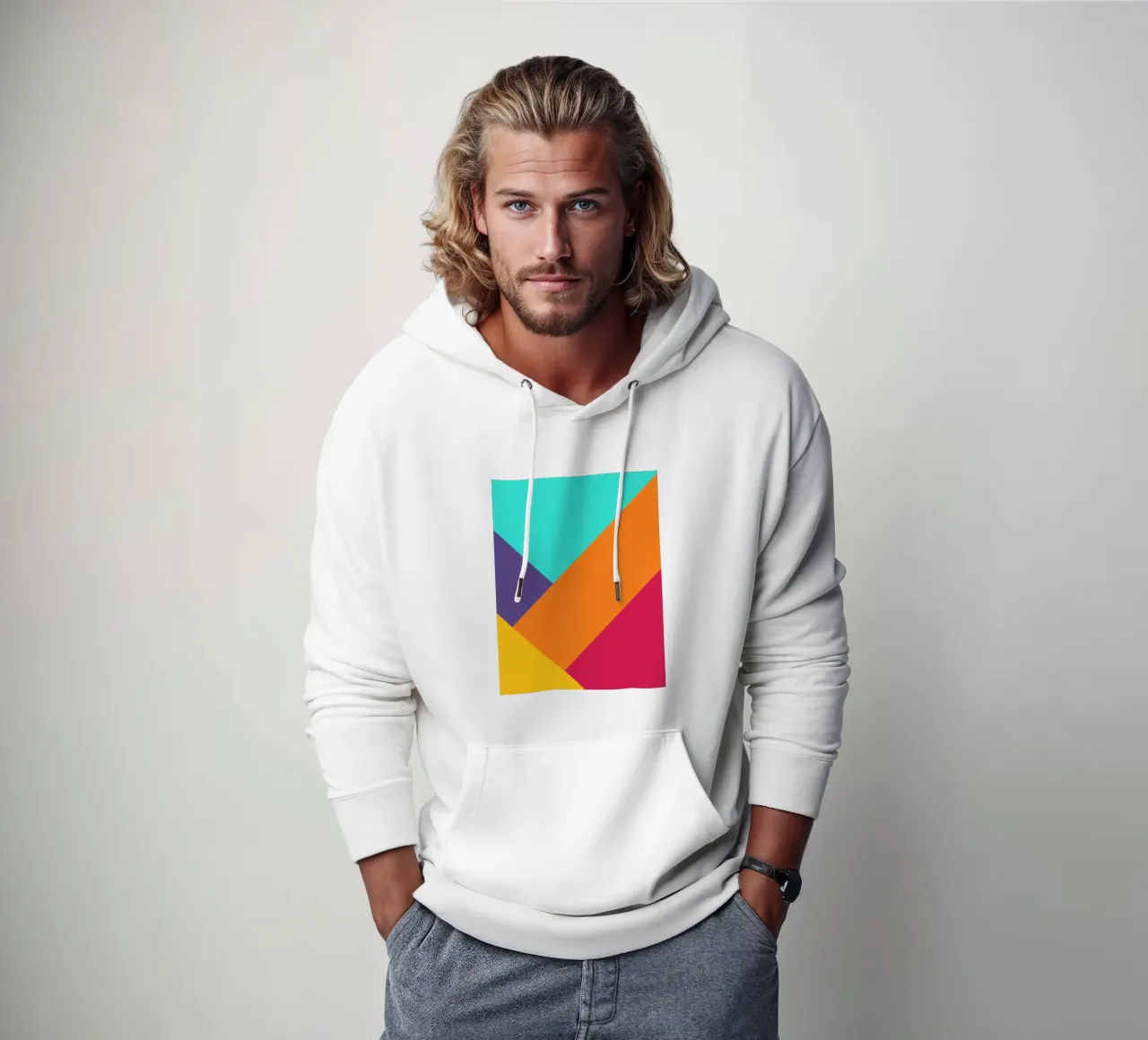 Overlay shape abstract vibrant felpa con cappuccio da galihstudio