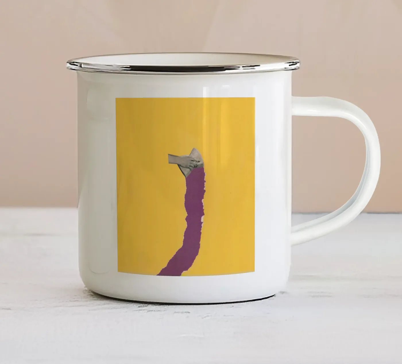 Sponge Torn enamel mug by Carlos Quitério