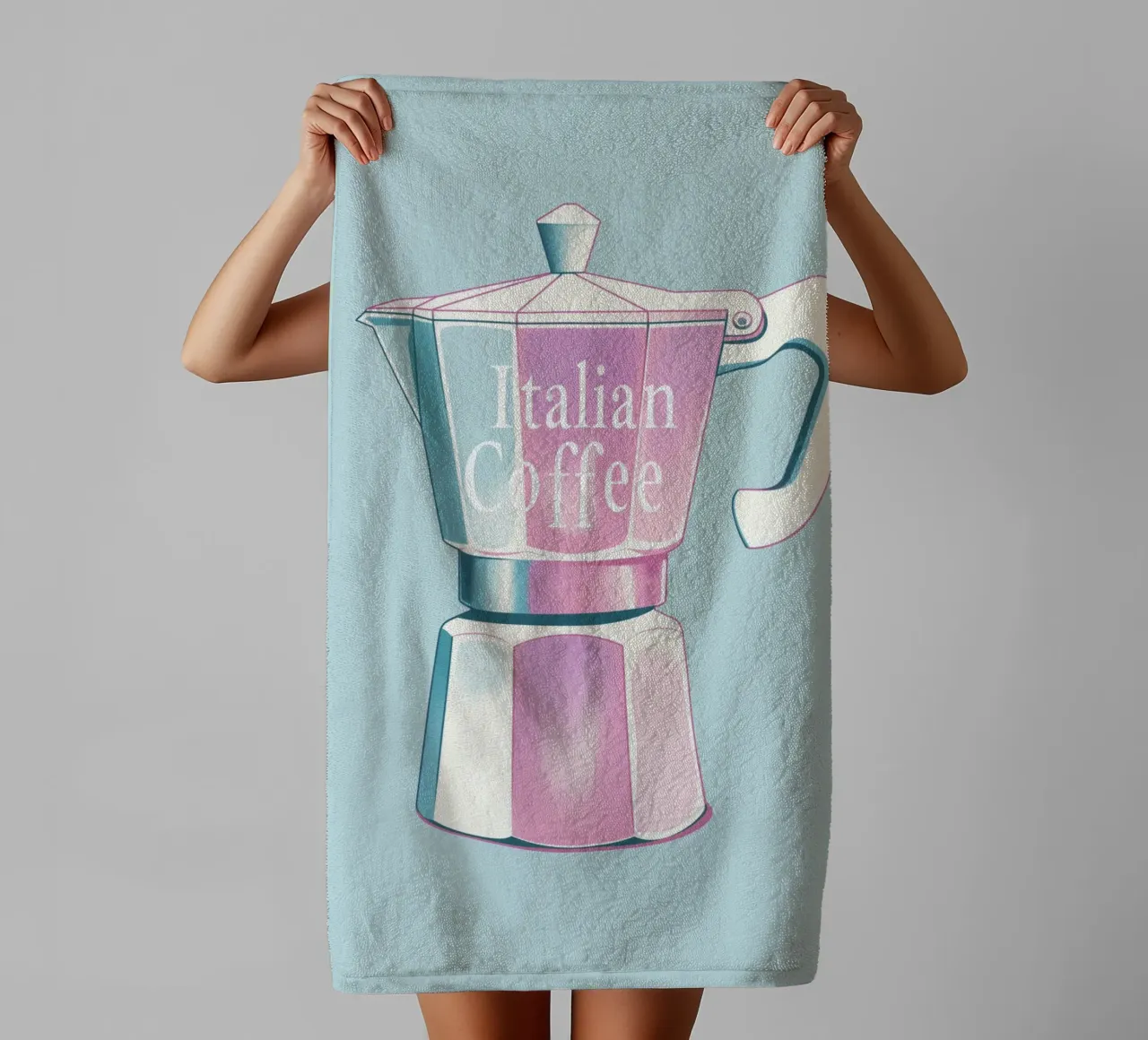 Italian Coffee hellblau towel by Carinaprint