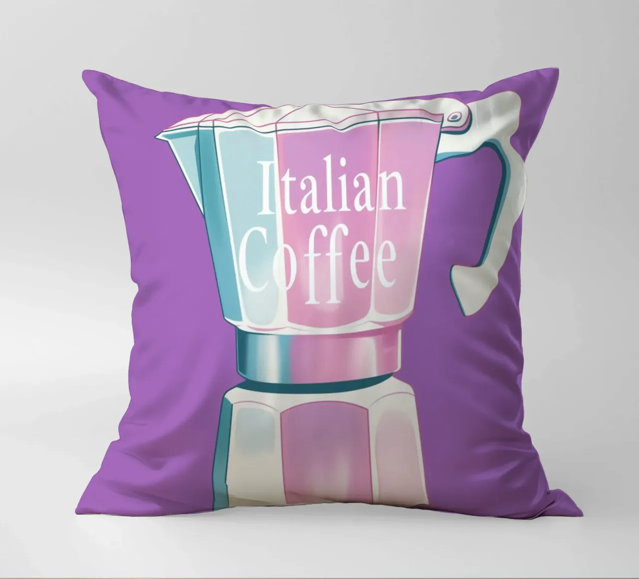 Caffè italiano in lila cuscino da Carinaprint