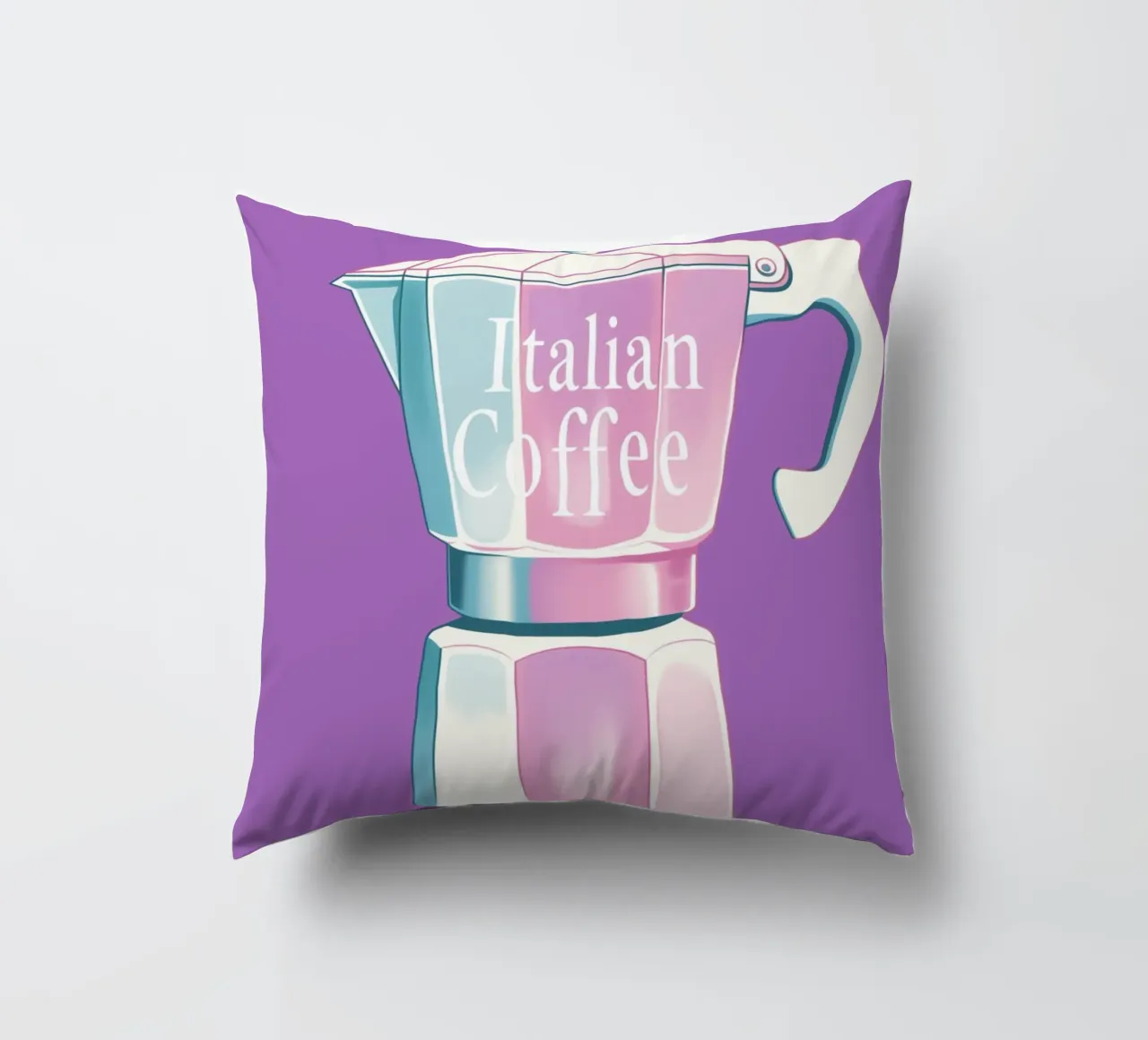 Caffè italiano in lila cuscino da Carinaprint