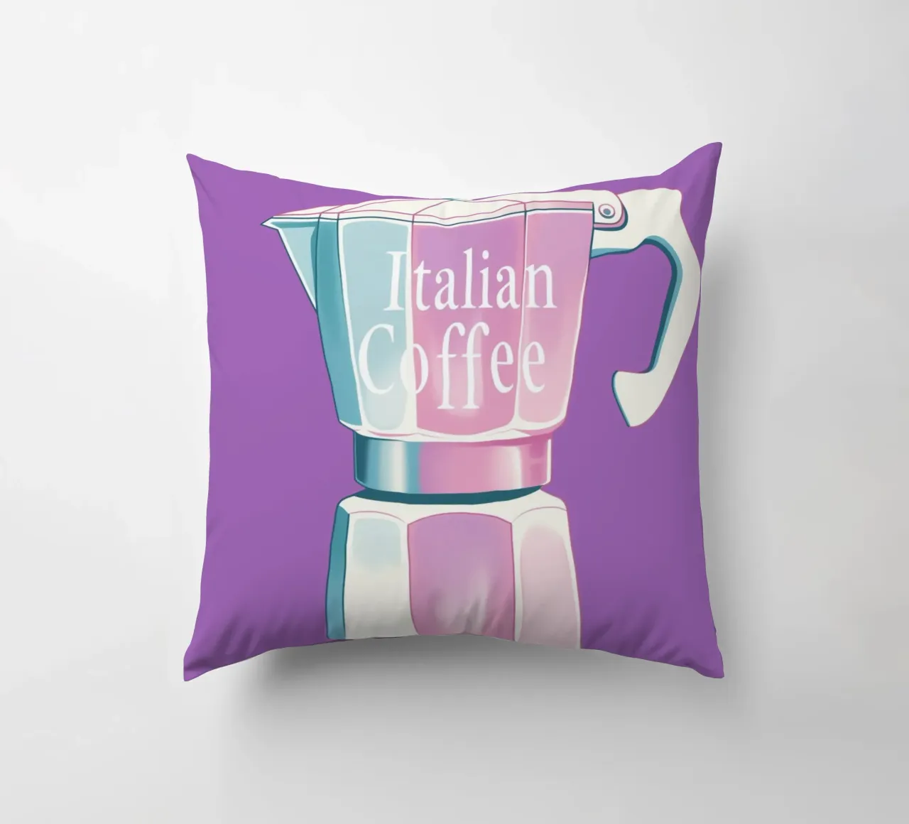 Caffè italiano in lila cuscino da Carinaprint