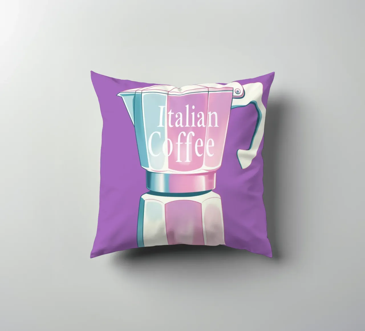 Caffè italiano in lila cuscino da Carinaprint
