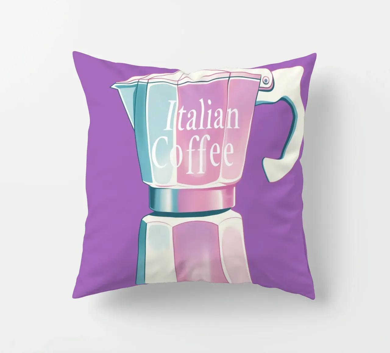 Caffè italiano in lila cuscino da Carinaprint