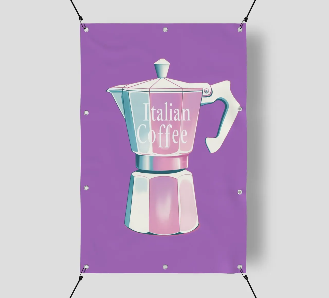 Caffè italiano in lila telo in pvc da Carinaprint