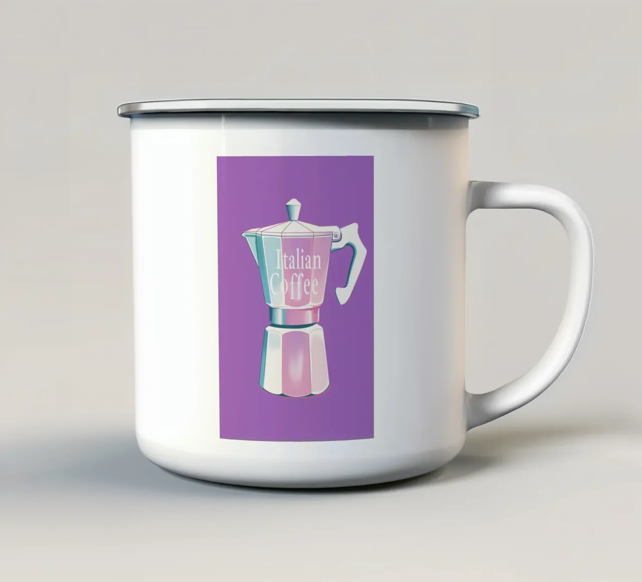 Caffè italiano in lila tazza in smalto da Carinaprint