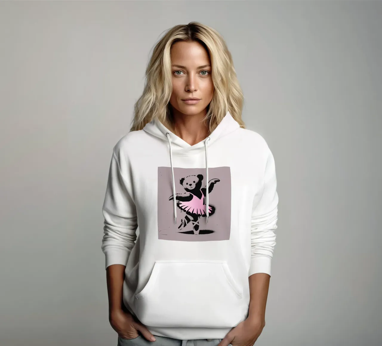 Orsetto ballerina in stile stencil felpa con cappuccio da namosh