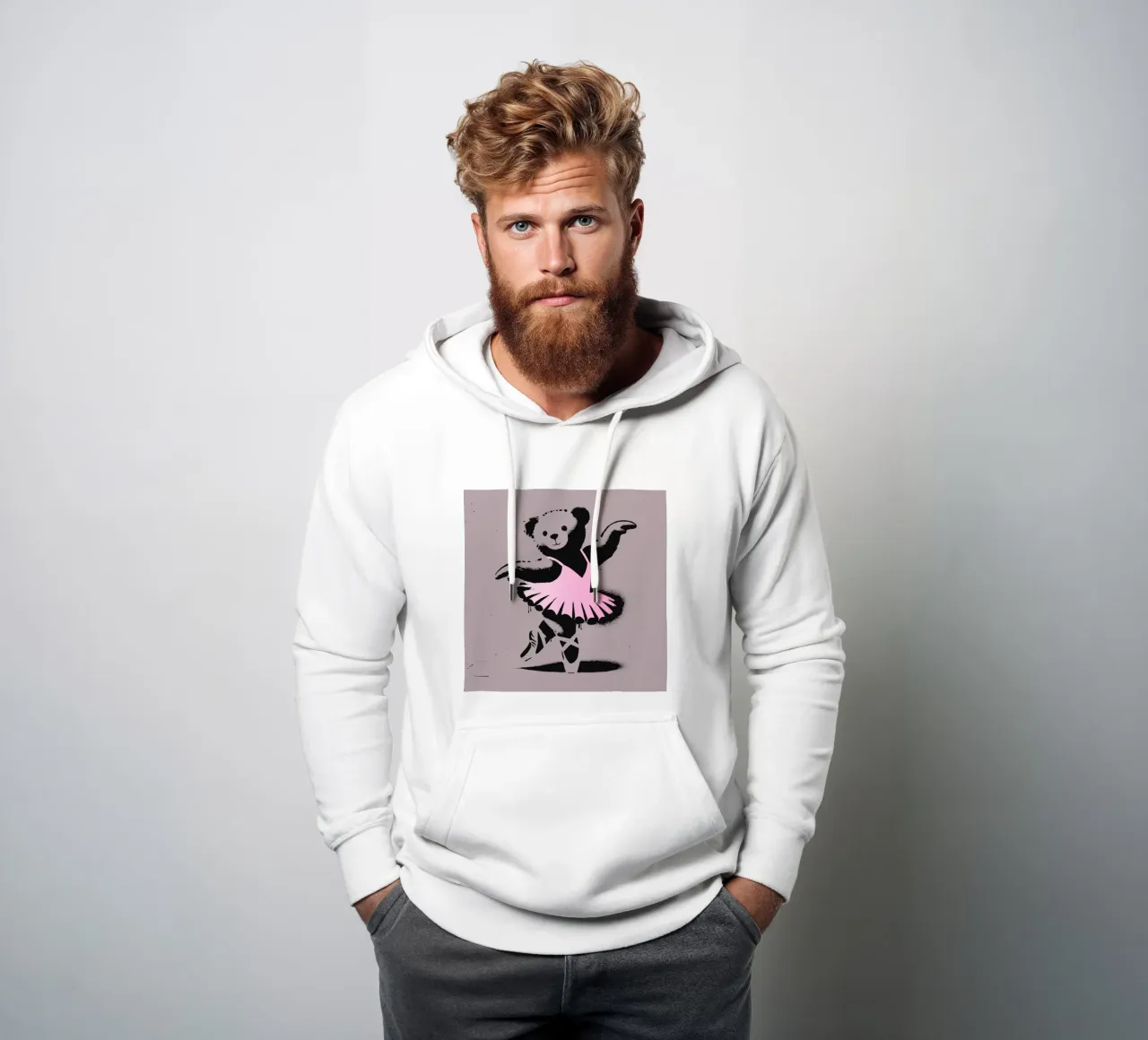 Orsetto ballerina in stile stencil felpa con cappuccio da namosh