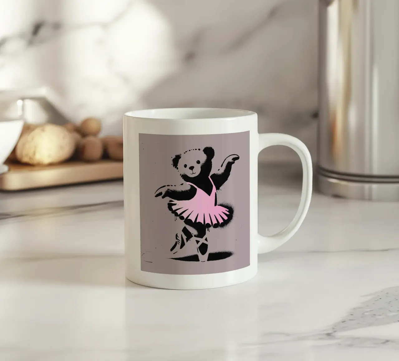 Orsetto ballerina in stile stencil tazza in ceramica da namosh