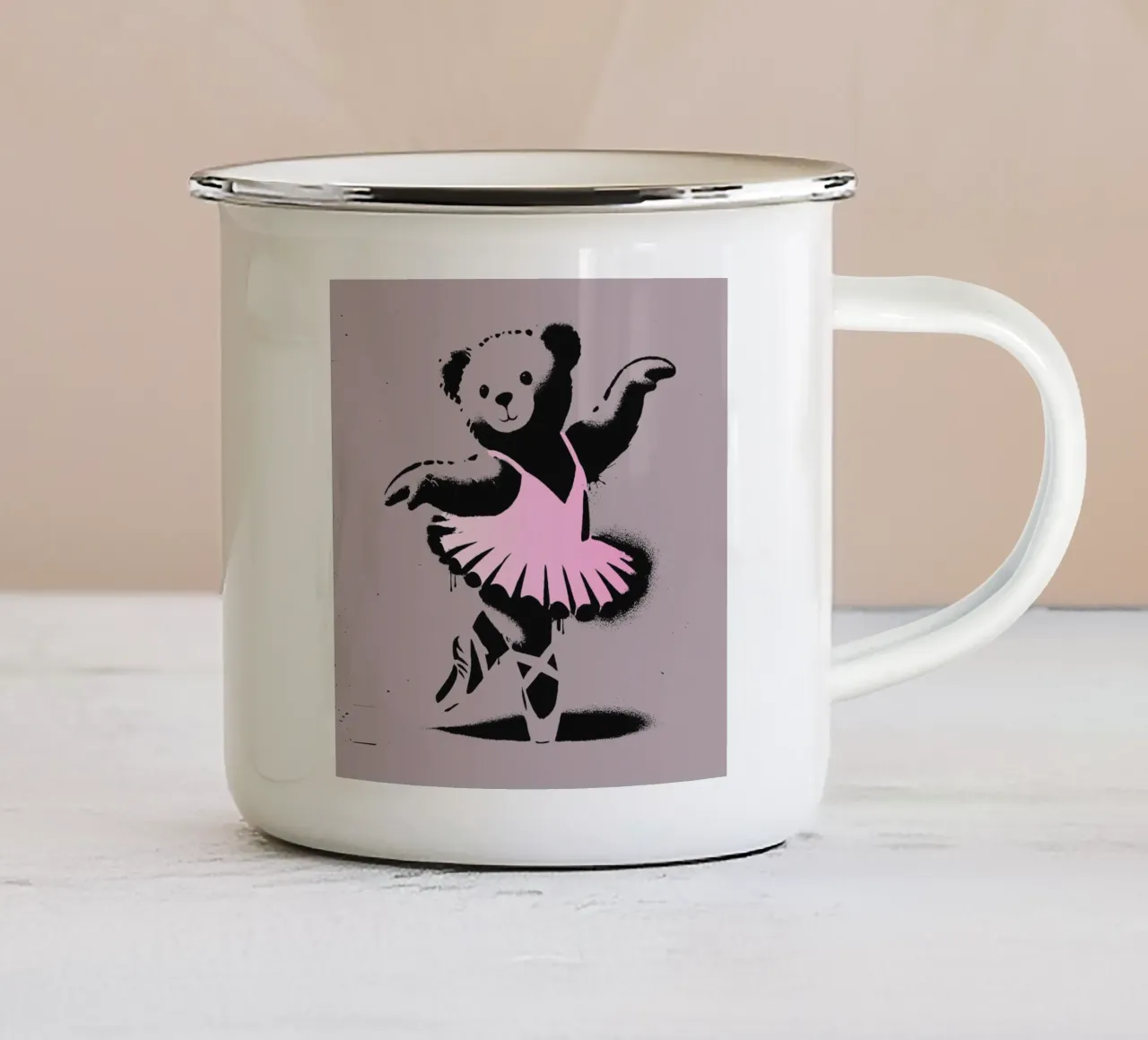 Orsetto ballerina in stile stencil tazza in smalto da namosh