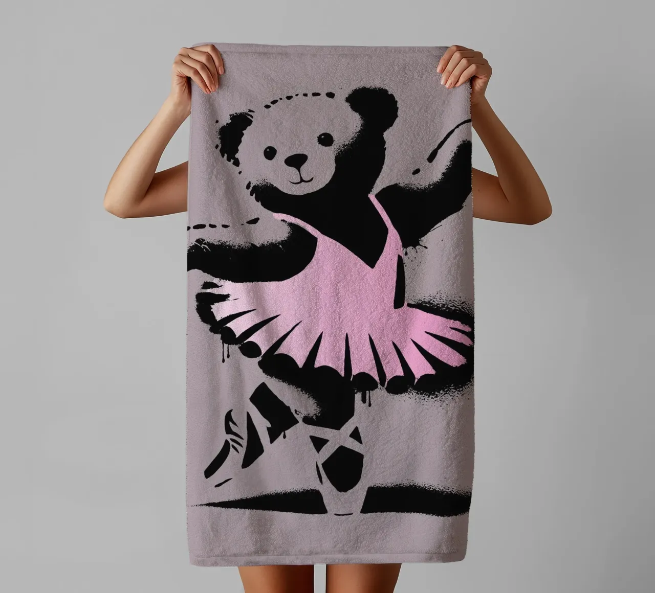 Orsetto ballerina in stile stencil asciugamano da bagno da namosh