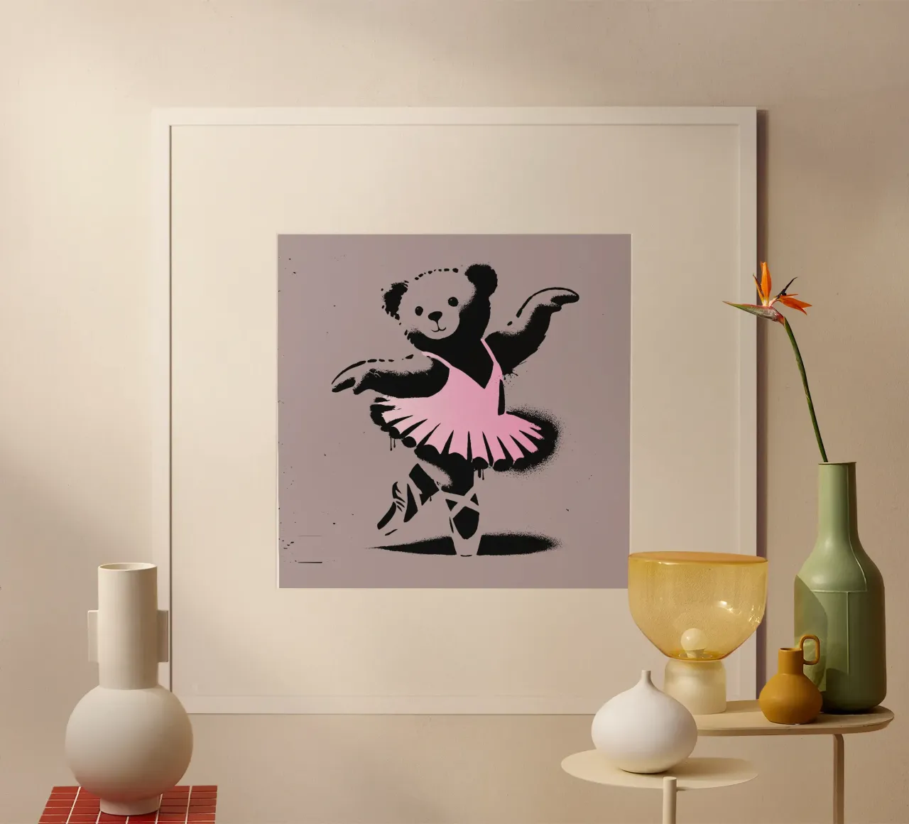 Orsetto ballerina in stile stencil poster da namosh