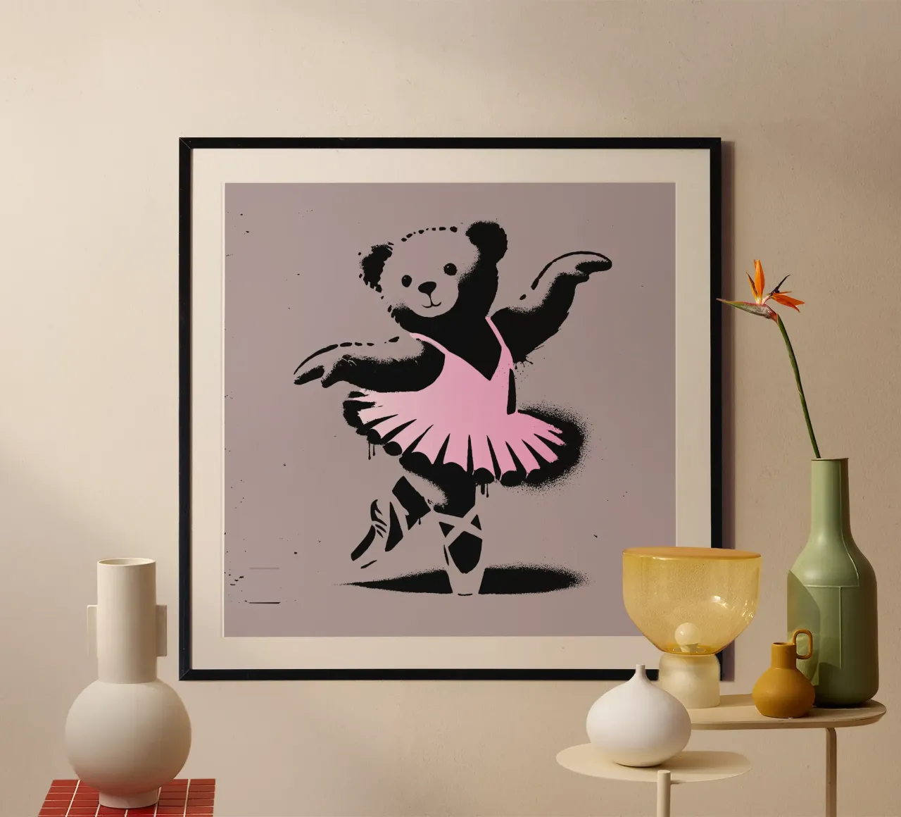 Orsetto ballerina in stile stencil poster da namosh