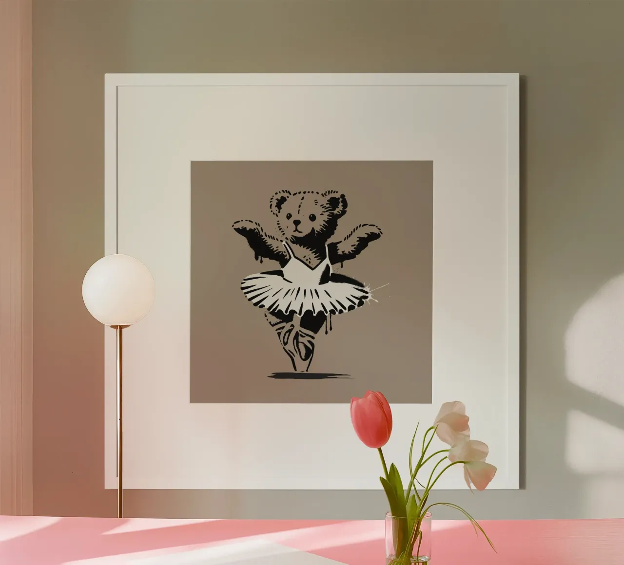 Orsacchiotto in tenuta da balletto - Momento di danza aggraziata poster con telaio in alluminio da namosh
