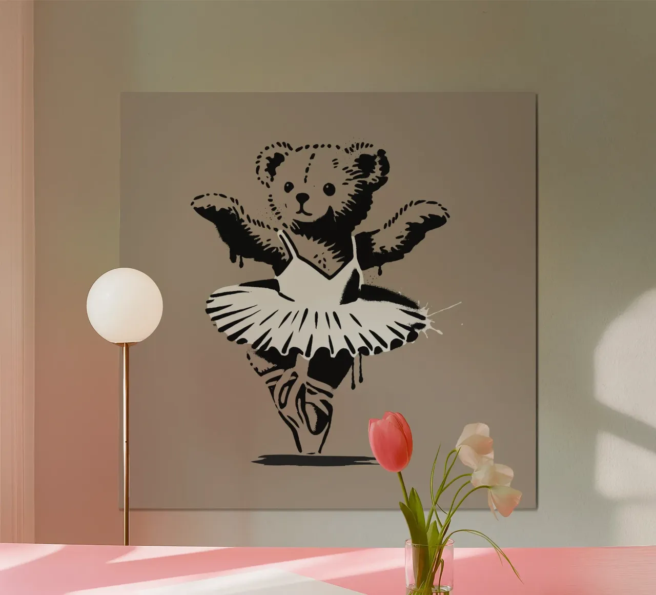 Orsacchiotto in tenuta da balletto - Momento di danza aggraziata poster con telaio in alluminio da namosh