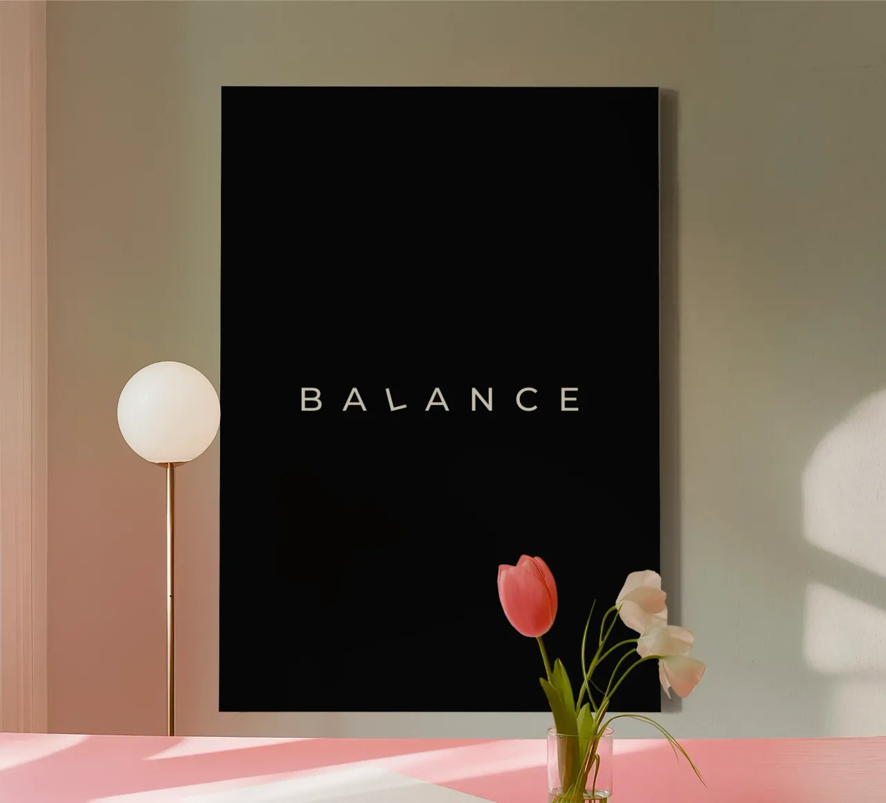 Balans (zwarte toon) canvas met Baklijst van Paigaam Studio