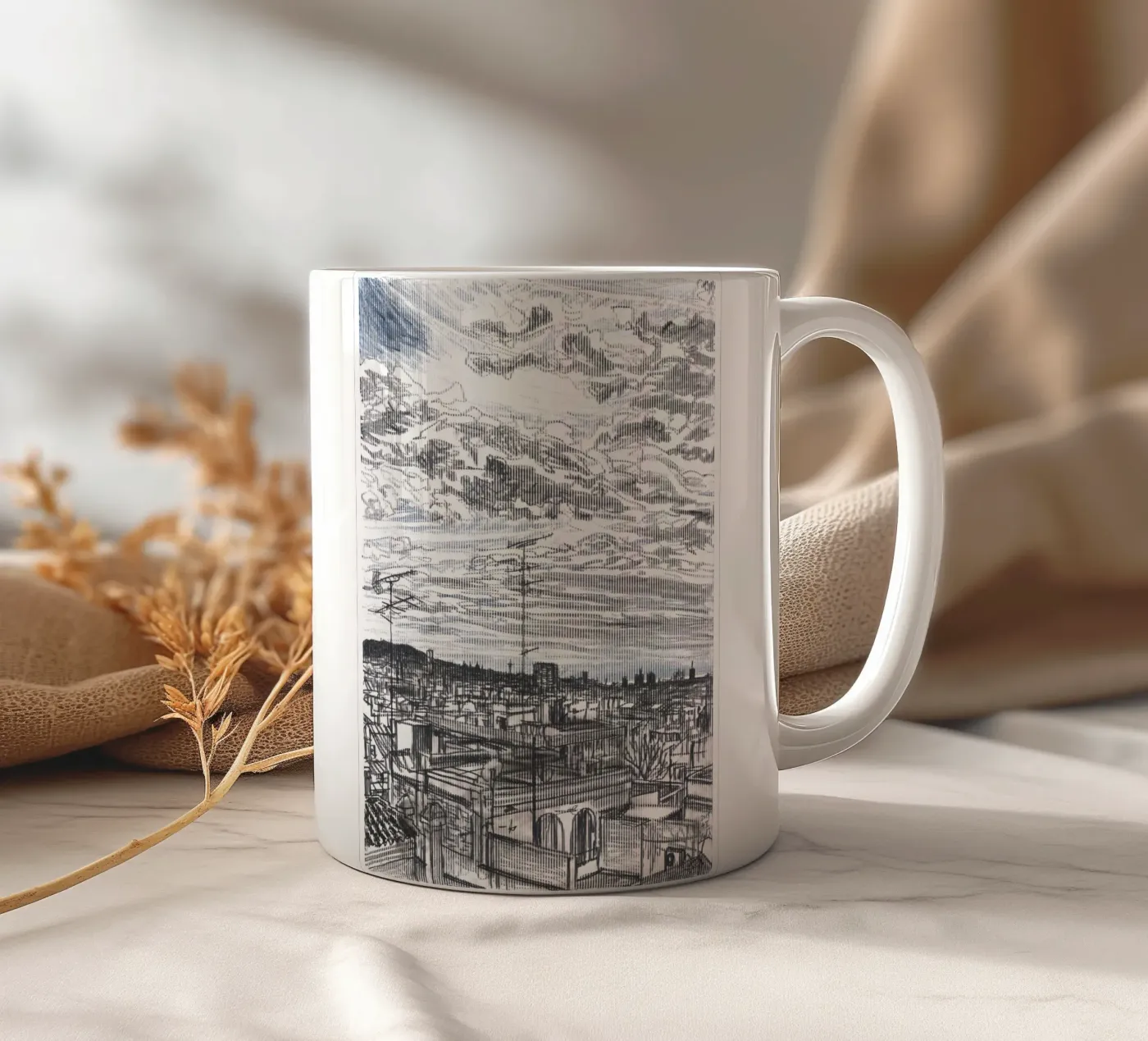 Spreading Clouds ceramic mug by Asobōze