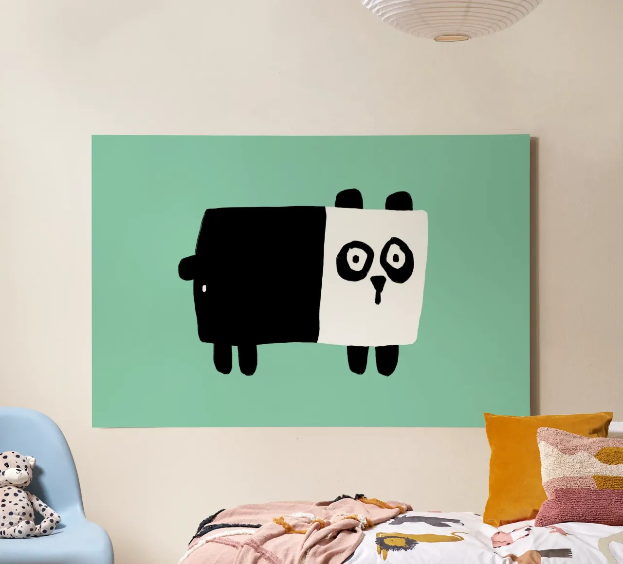 Panda tela con Cornice a cassetta da aucontraire