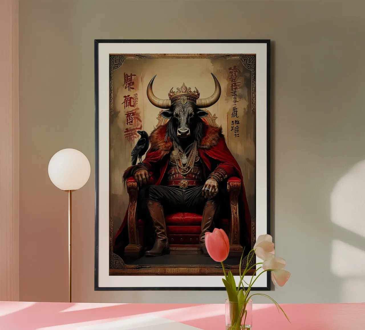 Taureau Crow poster con telaio in legno da tylerstudio