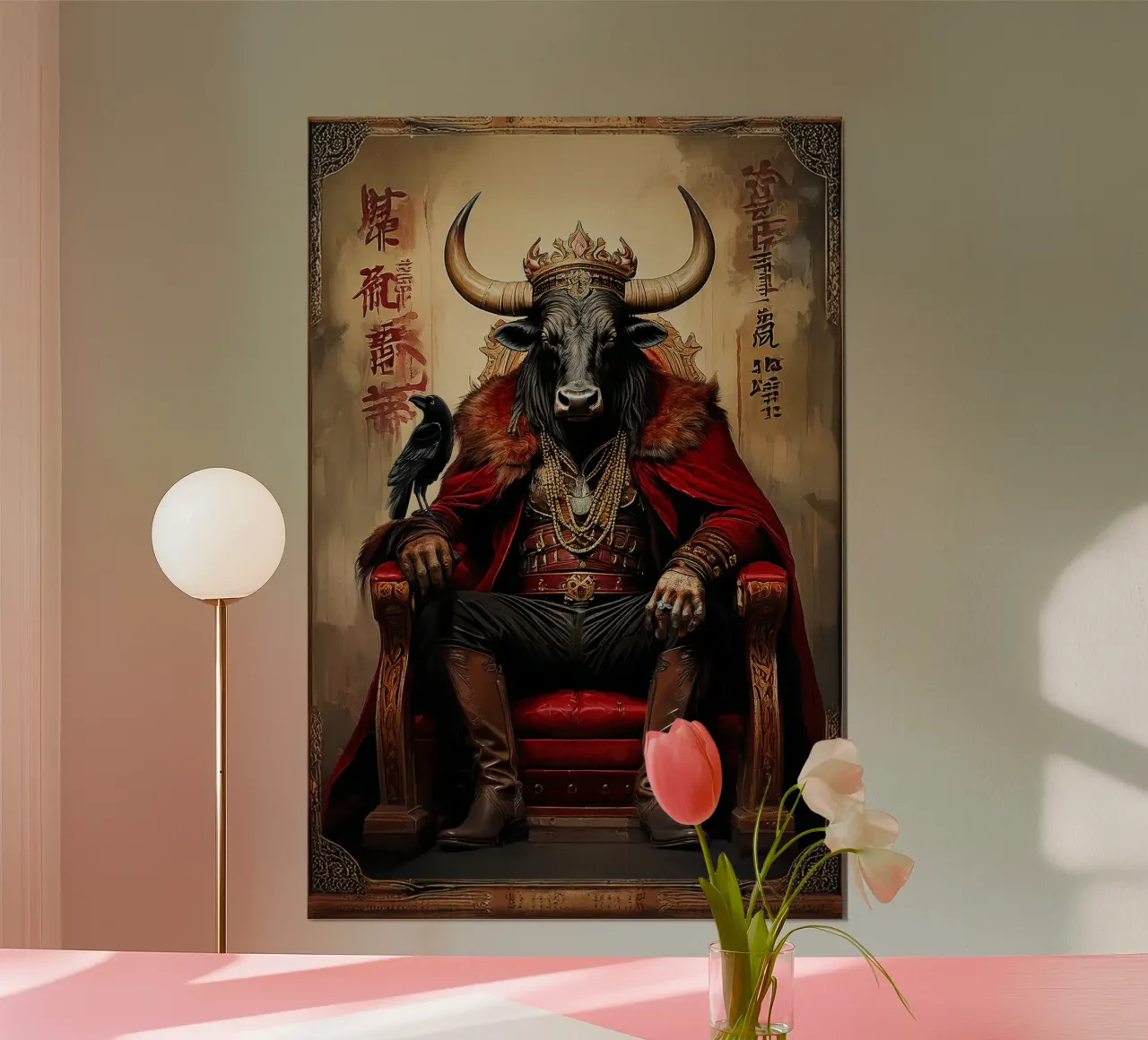Taureau Crow poster con telaio in legno da tylerstudio