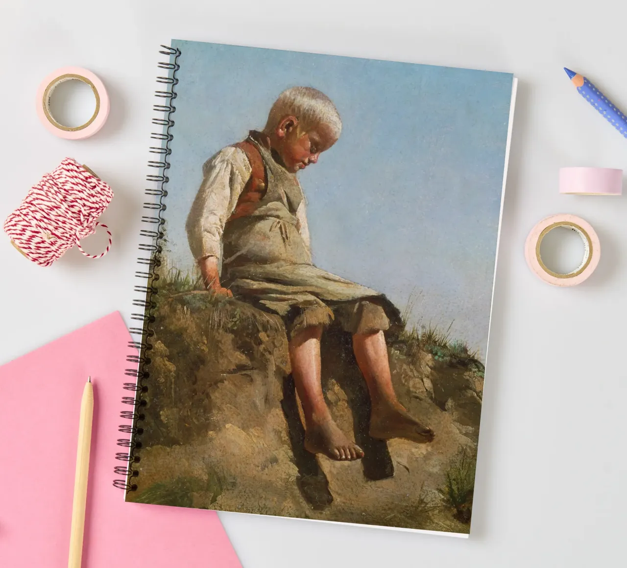 Franz von Lenbach - Boy in the sun spiral notebook by ARTOTHEK