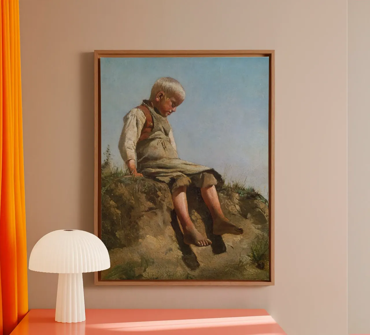 Franz von Lenbach - Ragazzo al sole tela con Cornice a cassetta da ARTOTHEK