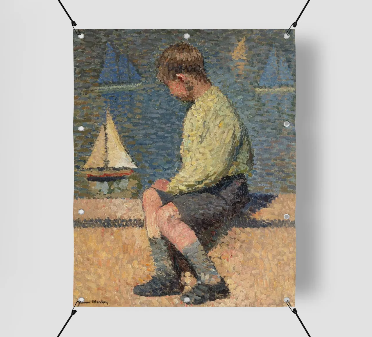 Henri Martin - Ragazzo con barca a vela in un bacino telo in pvc da ARTOTHEK