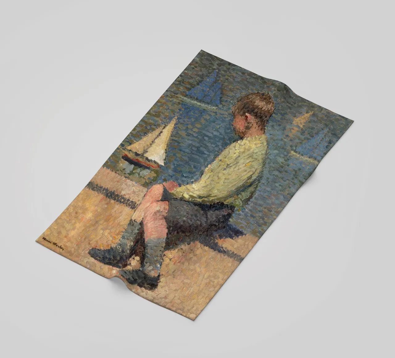 Henri Martin - Ragazzo con barca a vela in un bacino telo mare da ARTOTHEK