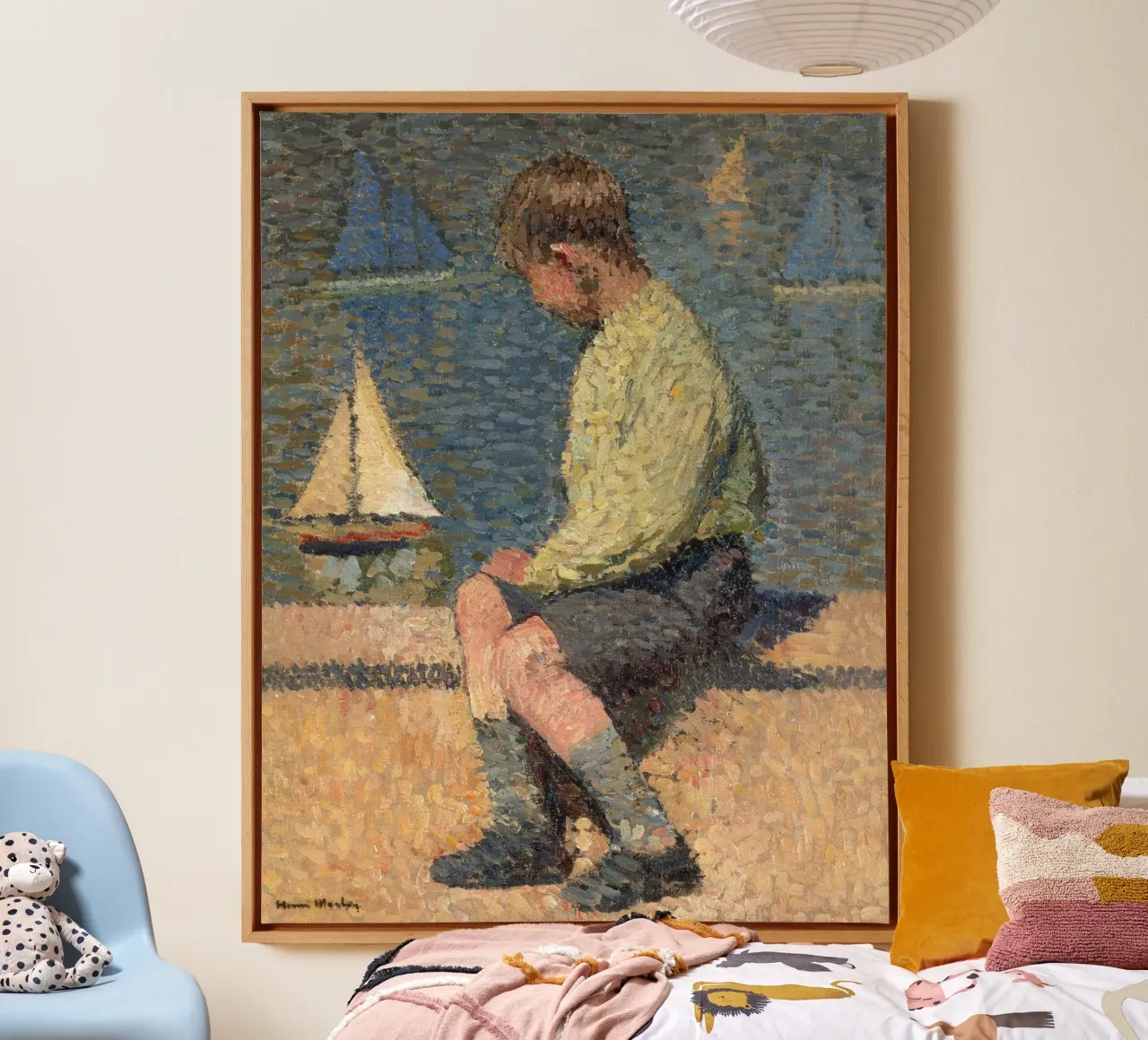Henri Martin - Boy with sailing boat at a basin canvas by ARTOTHEK