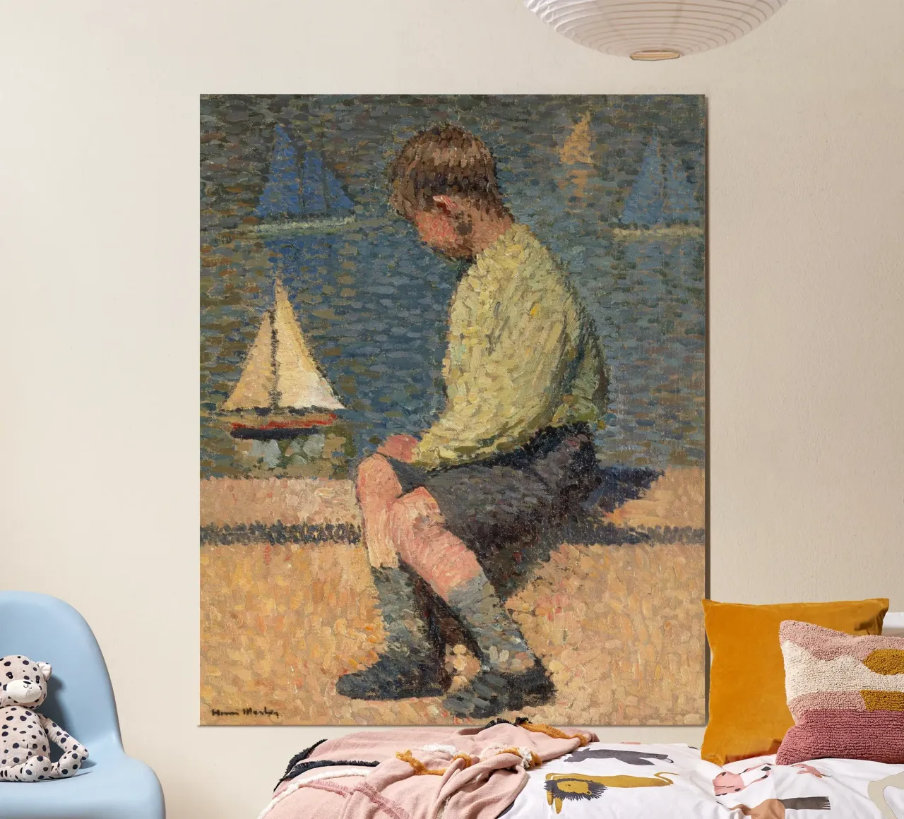 Henri Martin - Ragazzo con barca a vela in un bacino carta hahnemühle da ARTOTHEK