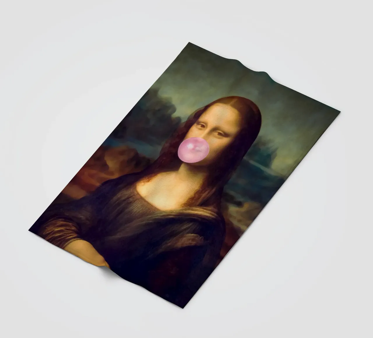 Mona Lisa Bubble Gum fleece blanket by Taudalpoi