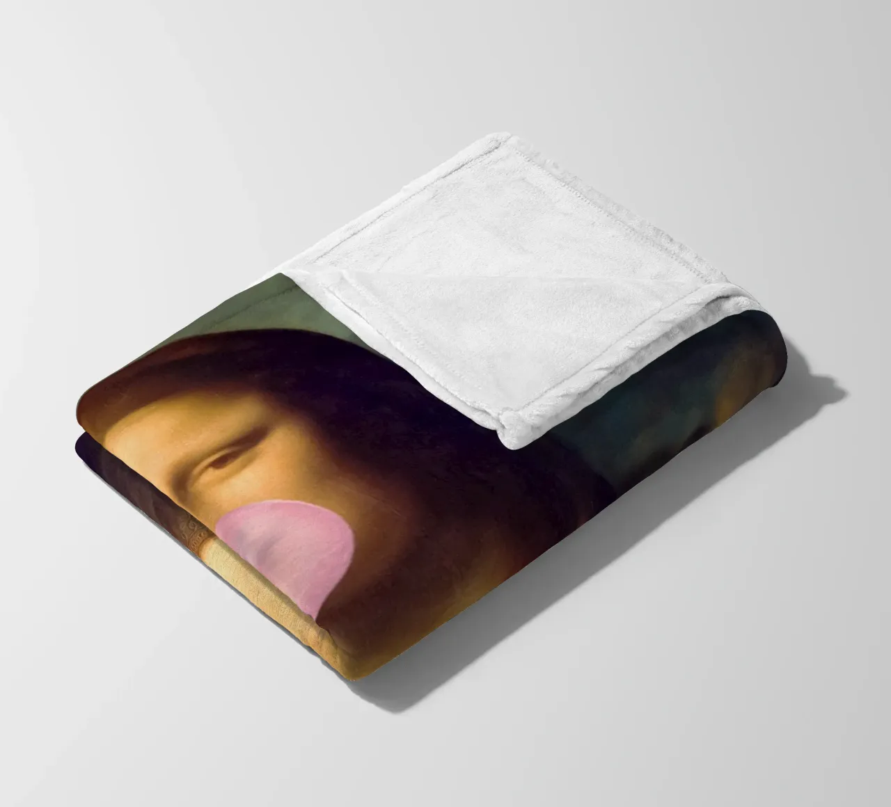 Mona Lisa Bubble Gum fleece blanket by Taudalpoi